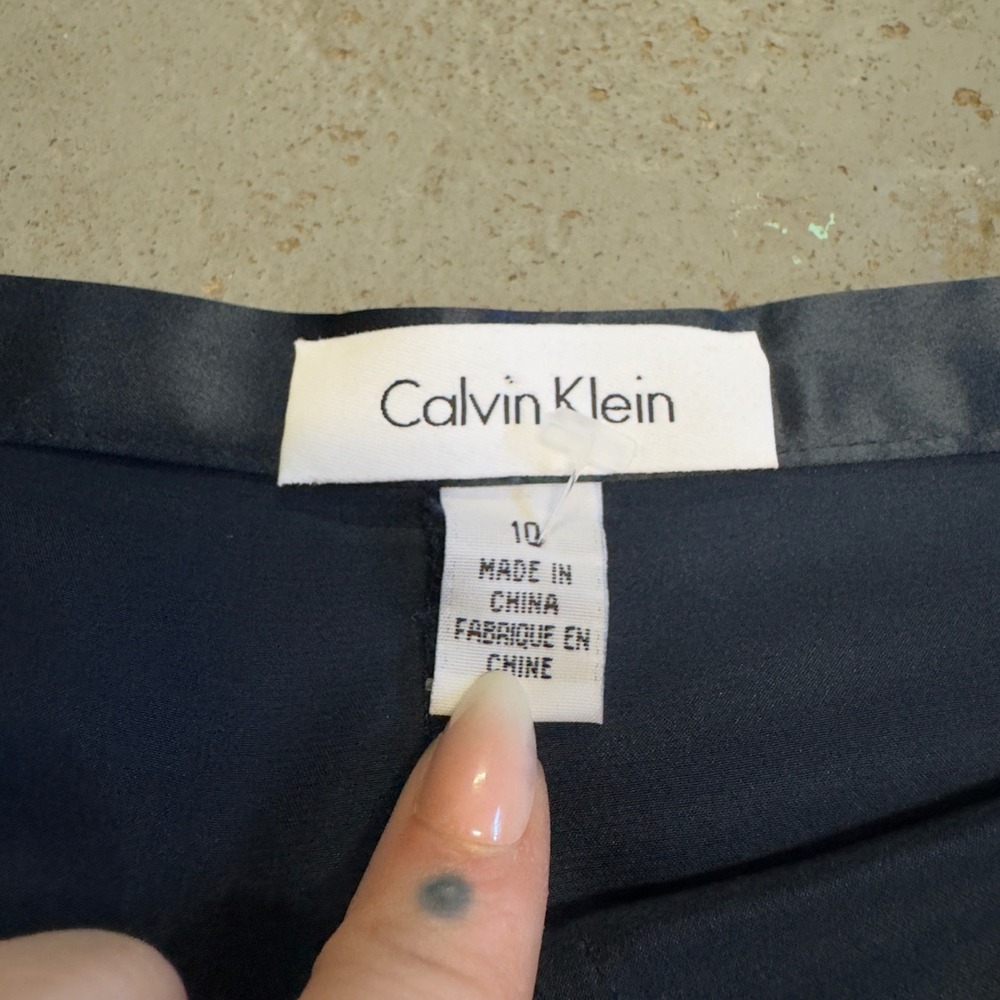 Calvin Klein Navy Inkwell 100% Silk Pleated Hem Midi Skirt Womens Size 10 NWT - Picture 7 of 9